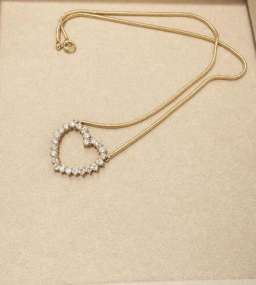 1970's diamond heart necklace