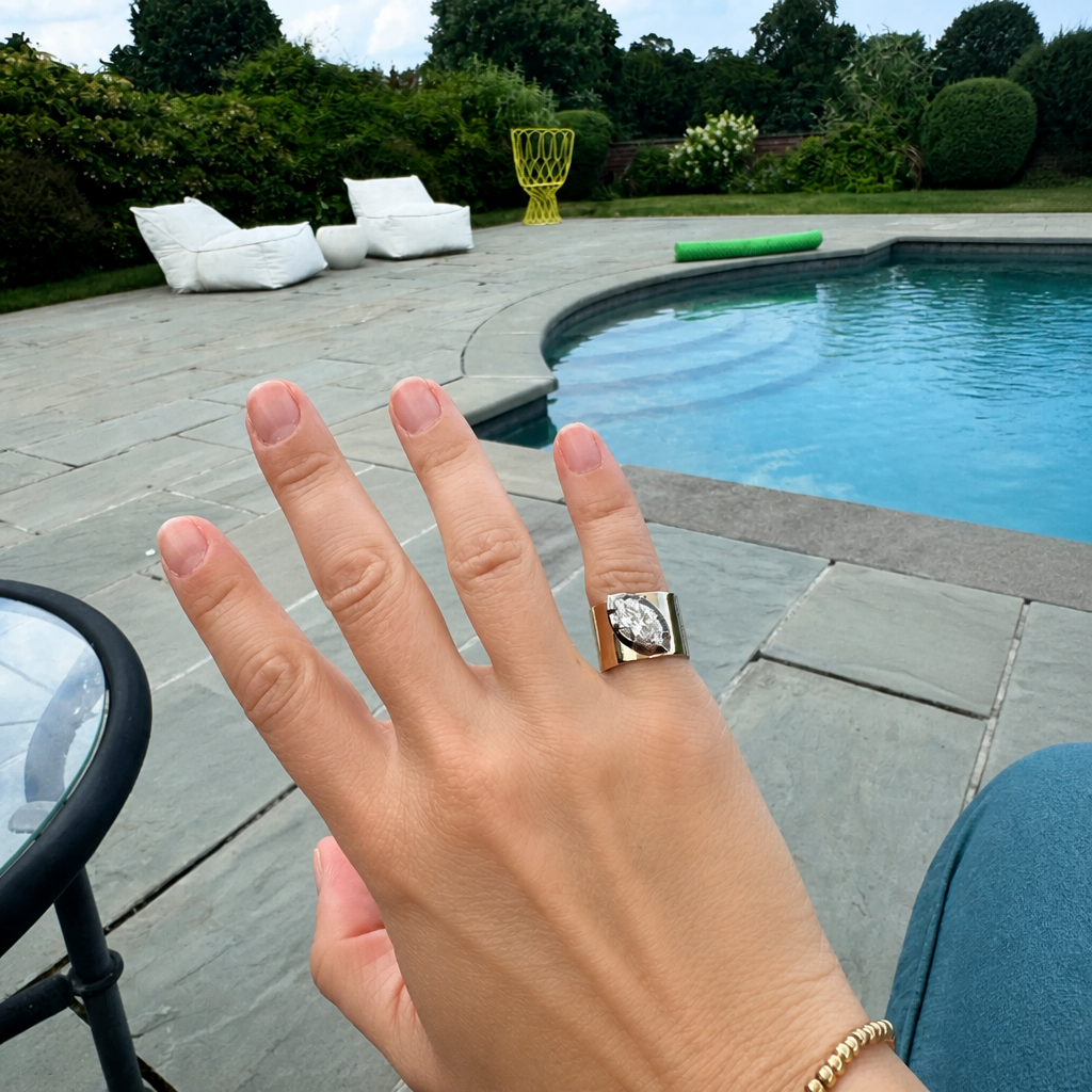 Cigar band with Marquise lab diamond
