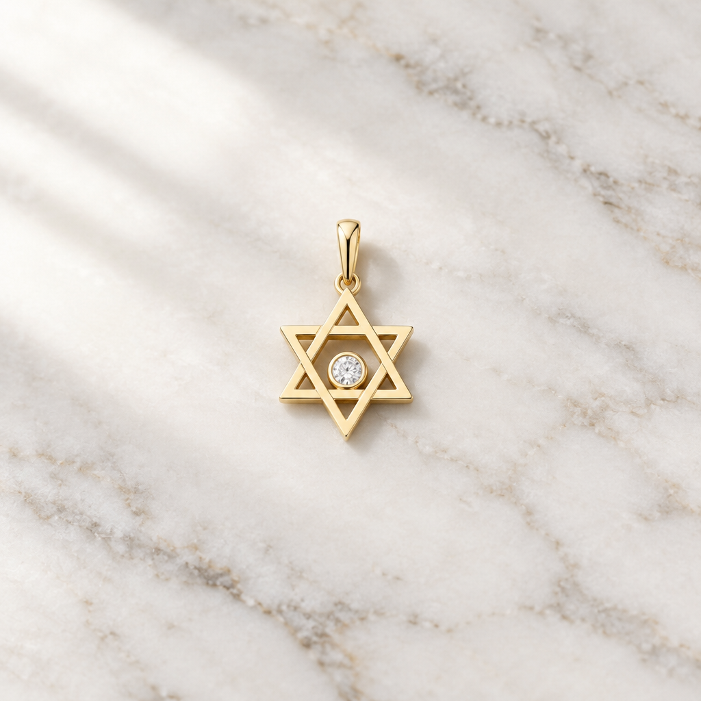 14k Gold Small Star of David Pendant