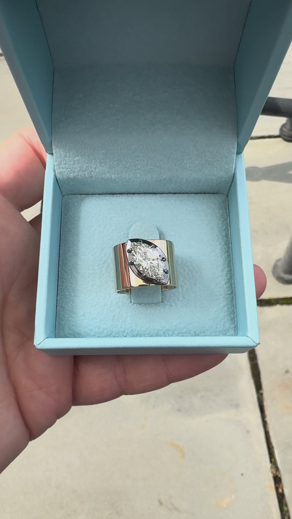 Cigar band with Marquise lab diamond